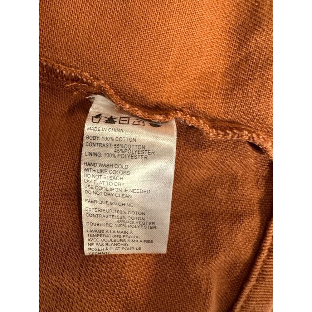 Paper Crane Jacket Womens‎ Medium Rust Brown Sherpa Collared Hooded Denim Coat - Picture 7 of 12